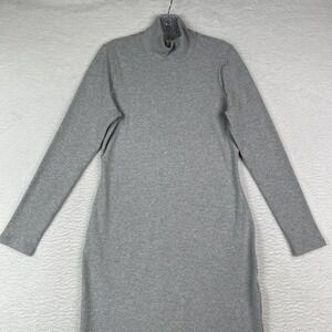 Lululemon Kitsilano Turtleneck Rib Dress Heathered Gray Maxi Long Sleeve Sz 10